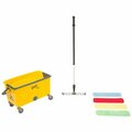Lavex 18'' Microfiber Wet Mop Kit with Color-Coded Pads and Mop Bucket 275MF18CMPKT